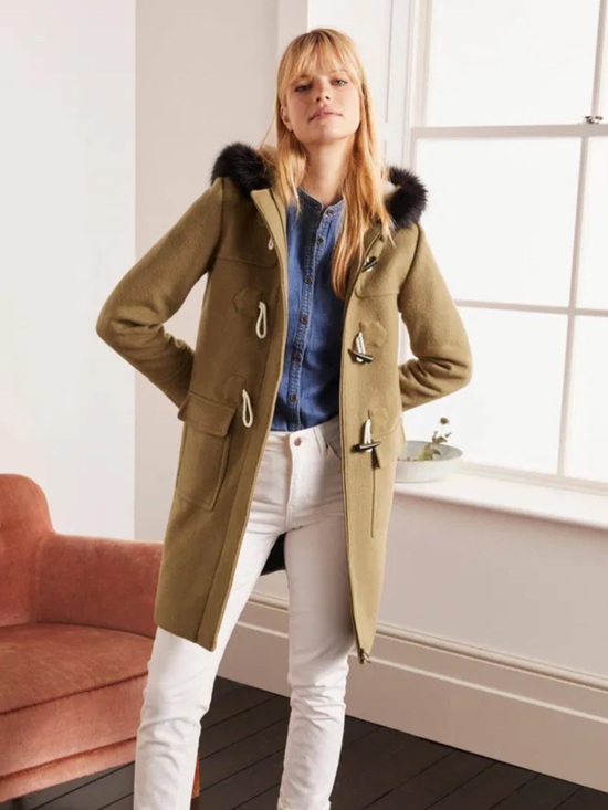Boden Jackets & Blazers - Boden Orme Duffle Coat with Faux-Fur Hood